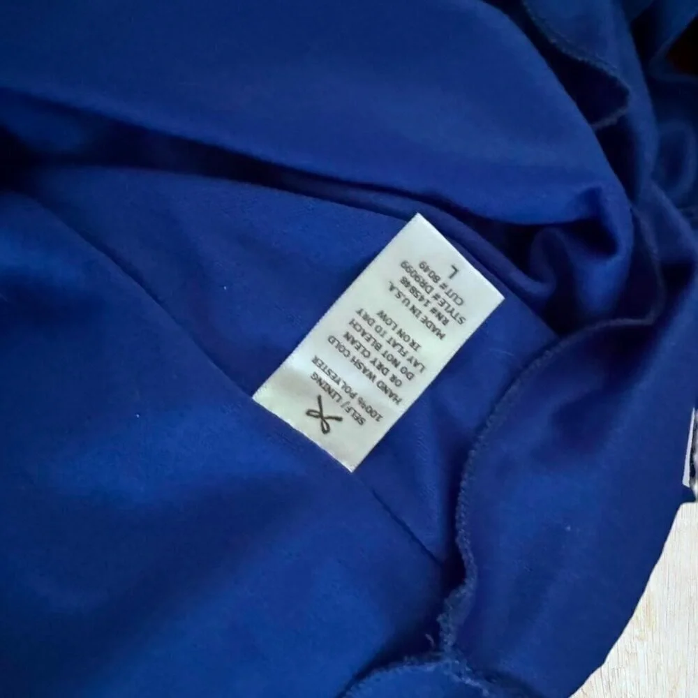 EVERLY Royal Blue Sleeveless Ruffle Hem Dress Women's L